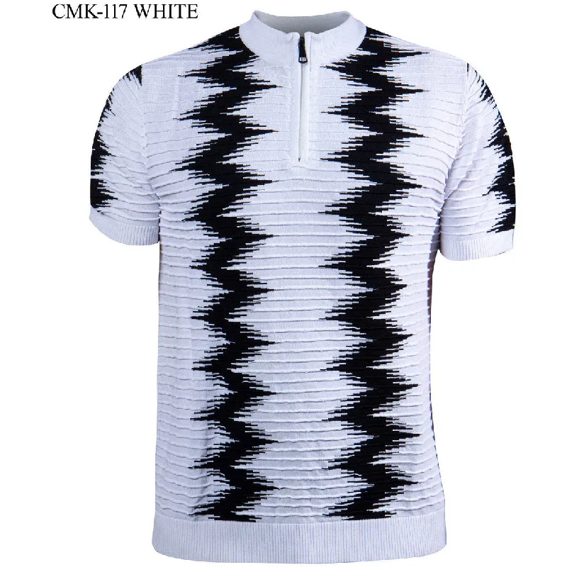 Prestige White Black Zig Zag Shirt CMK-117 Business