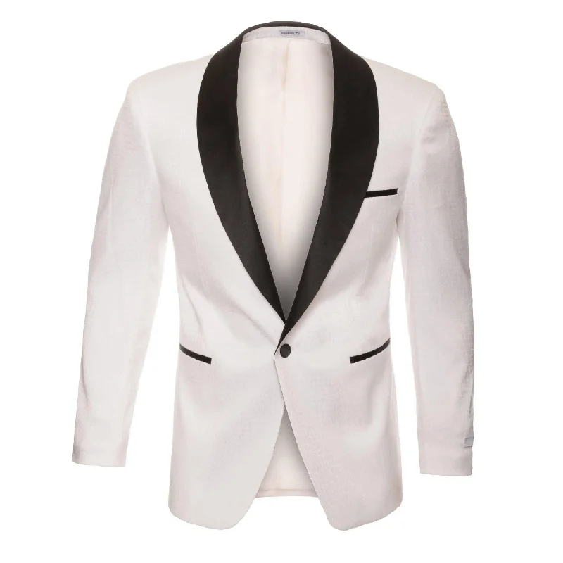 Ash All White Snake Skin Tuxedo Blazer Sleek Men's Metallic