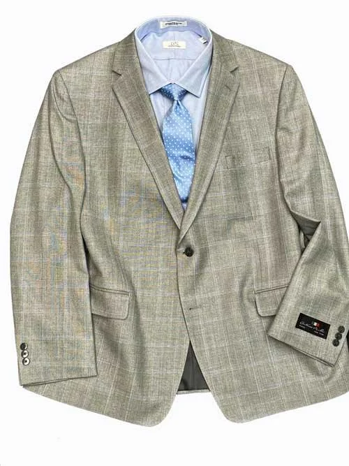 Antonio Parillo Grey/Blue Soft Plaid Sport Coat Stylish Men's Neon