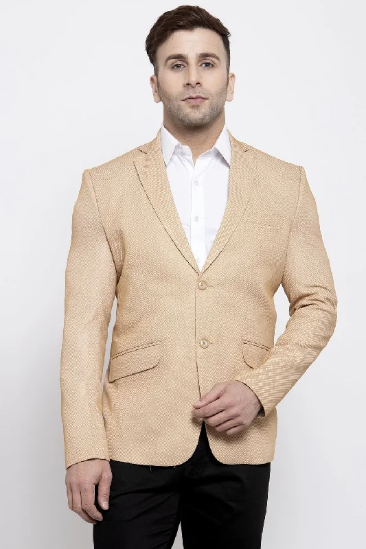 Polyester Cotton Beige Blazer Stylish Men's Neon