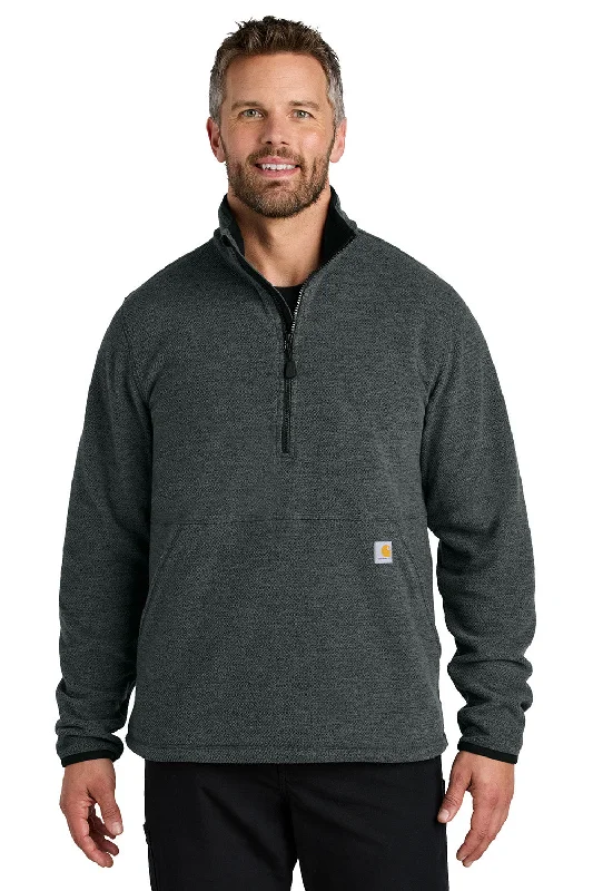 Carhartt Mens Textured Fleece 1/4 Zip Jacket - Heather Carbon Grey - New Earthy Men's Hemp