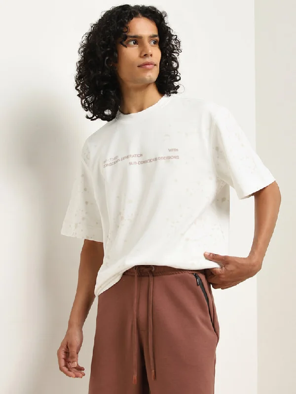 Studiofit Off-White Typographic Print Relaxed-Fit T-Shirt Earthy Men's Sustainable 