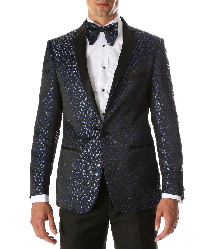 Men's Pronto Blue Star Modern Fit Notch Lapel Tuxedo Blazer Earthy Men's Sustainable 