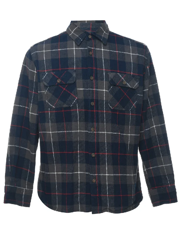 Grey, Red & Navy Classic Checked Shirt - L Athletic Men's High