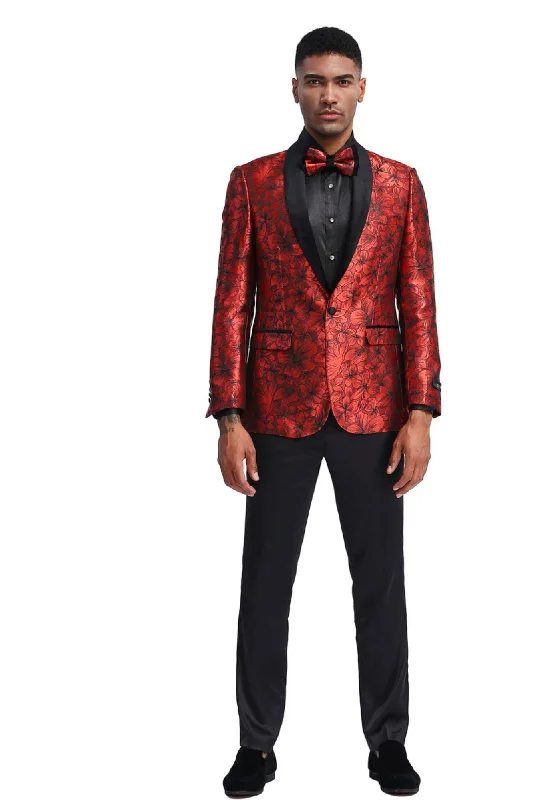 Quintessential Collection: Men's Floral Pattern Blazer In Red Practical Men's Quick