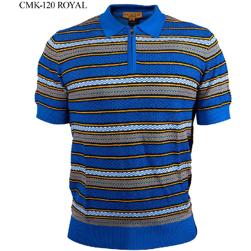 Prestige Royal Blue Yellow Luxury Knit Shirt CMK-120-ROYAL Bohemian Men's Free