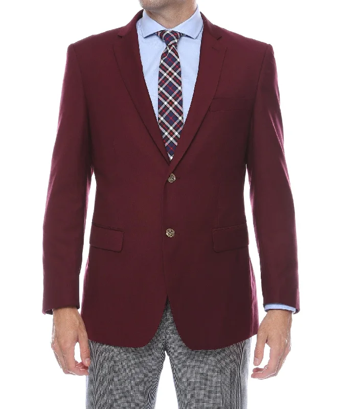 The Warwick Vintage Gold Button Blazer - Burgundy Elegant Men's Formal 