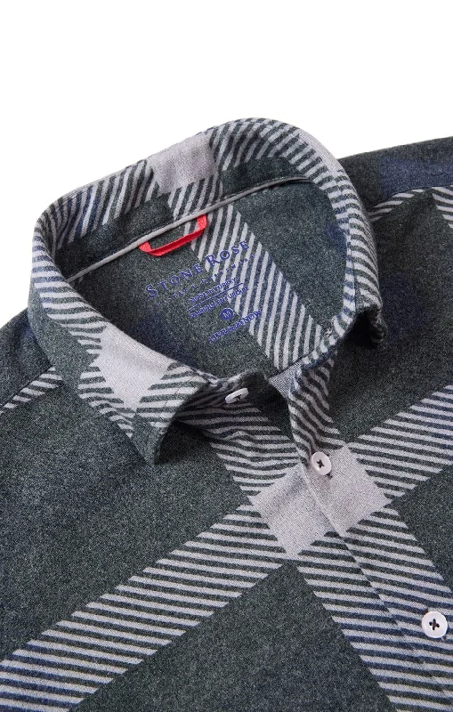 Charcoal Jumbo Plaid Jersey Shirt Unique Men's Upcycled