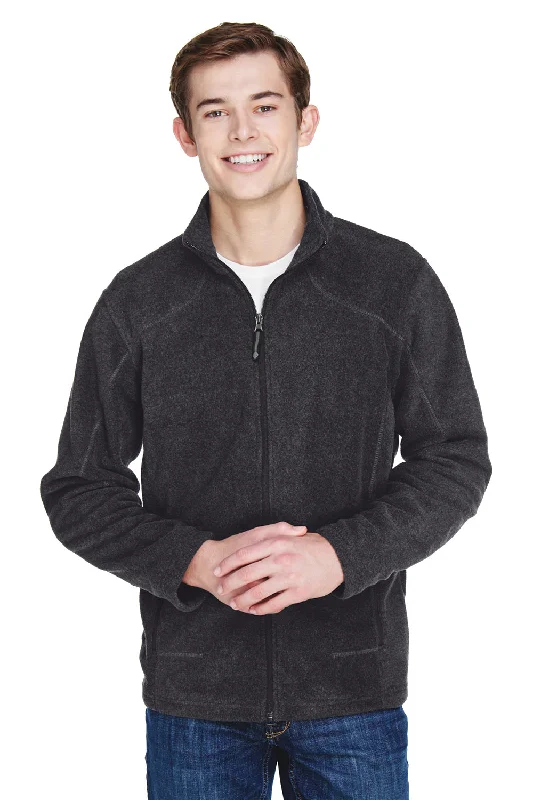 North End Mens Voyage Pill Resistant Fleece Full Zip Jacket - Heather Charcoal Grey - Closeout Casual Men's Short