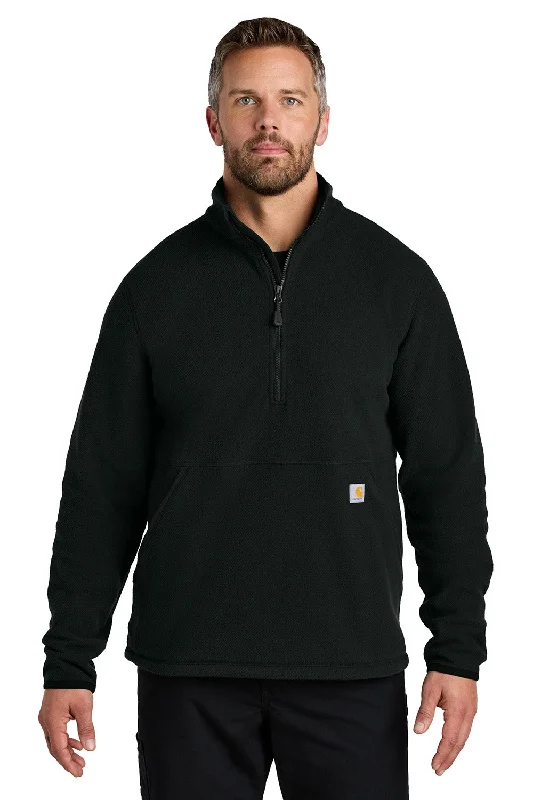 Carhartt Mens Textured Fleece 1/4 Zip Jacket - Black - New Polished Men's Satin