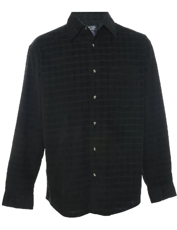 Corduroy Black Shirt - S Polished Men's Silk