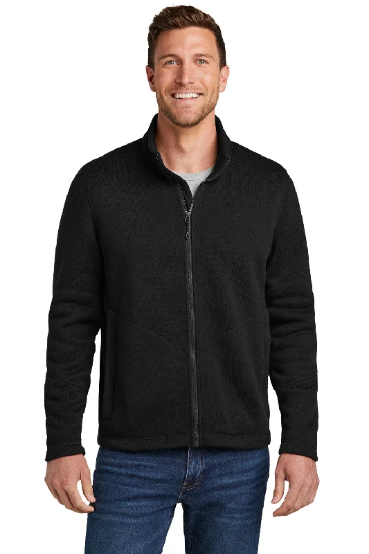 Port Authority Mens Arc Pill Resistant Sweater Fleece Full Zip Jacket - Deep Black - New Youthful Men's Pop