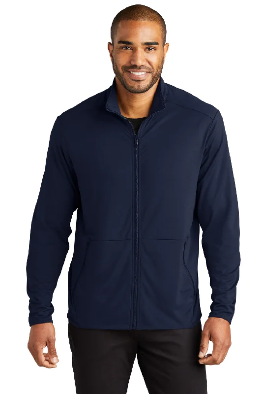 Port Authority Mens Accord Stretch Fleece Moisture Wicking Full Zip Jacket - Navy Blue Confident Men's Power