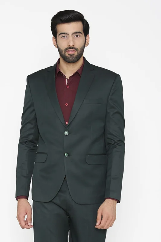 Polyester Cotton Green Blazer Vacation