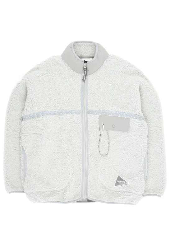 Gramicci x And Wander JQ Tape Fleece Jacket - Light Gray Trendy Men's Scandinavian