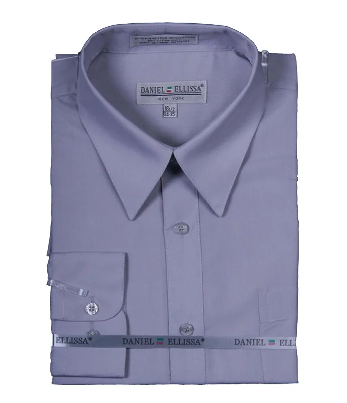 Men's Basic Dress Shirt  with Convertible Cuff -Color Silver Lumberjack