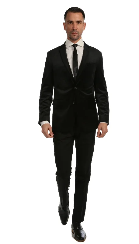 Ferrecci Mens Black MARQUEE Velvet Blazer Refined Men's Velvet