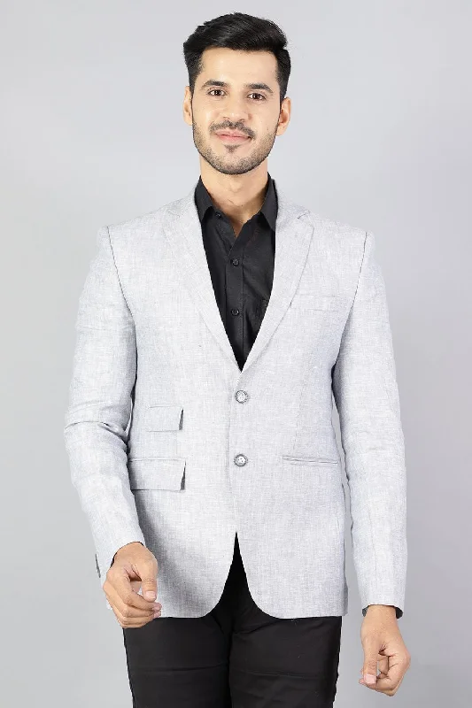 100% Pure Linen Silver Blazer Bold Men's Statement