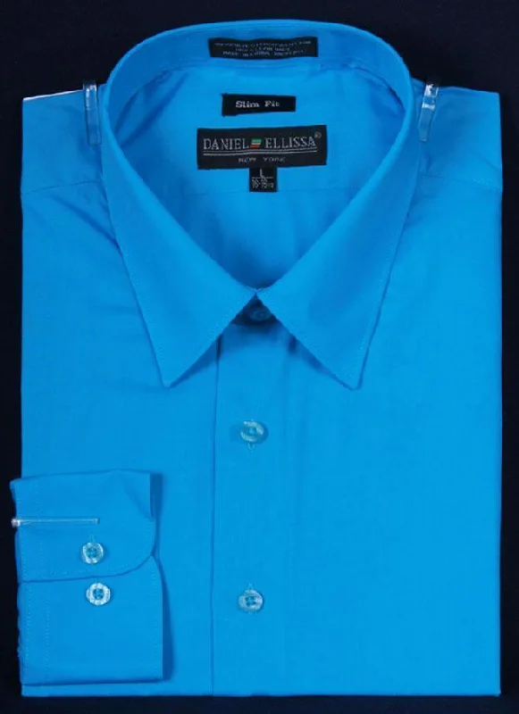 Men's Slim Fit Dress Shirt Color Turquoise Cool Men's Skate