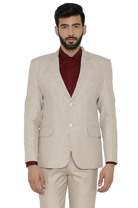 Linen Beige Blazer Casual Men's Loose