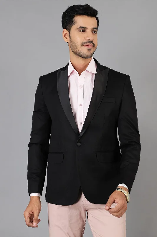 Polyster Cotton Black Blazer Practical Men's Multi