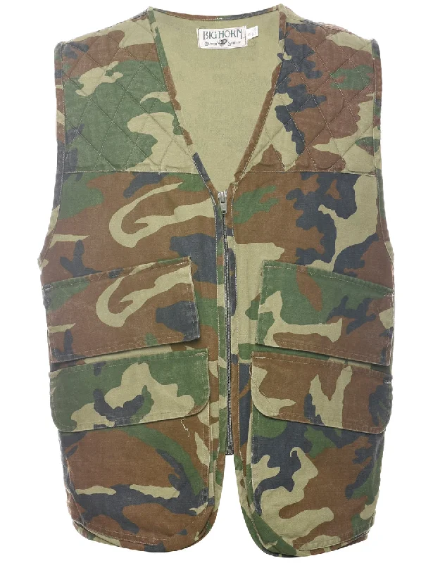 Woodland Camouflage Design Waistcoat - XL Beach