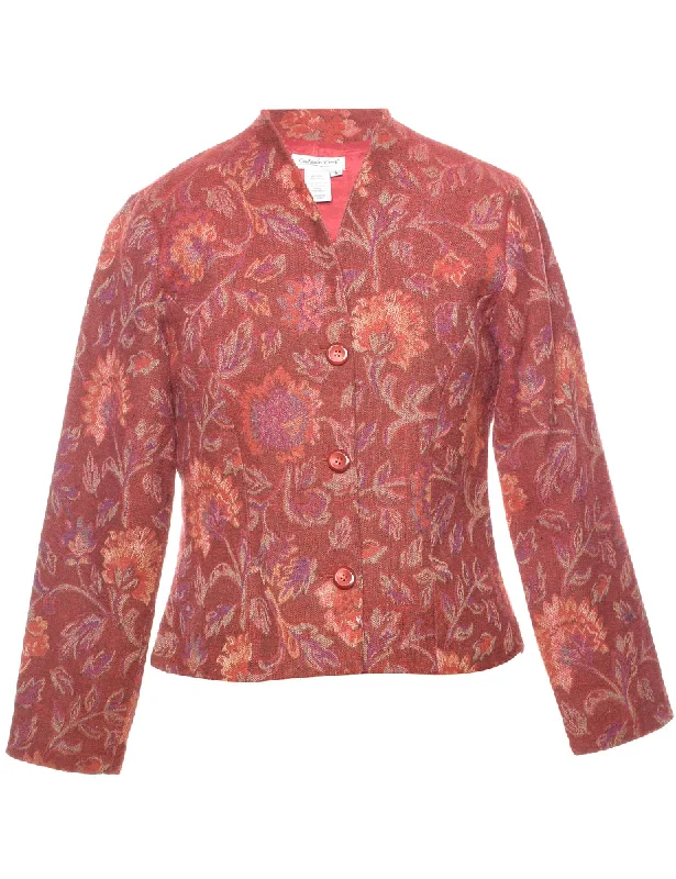 Floral Pattern Tapestry Jacket - M Minimalist Men's Casual 