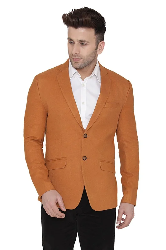 Wool Orange Blazer Traditional Men's Wool