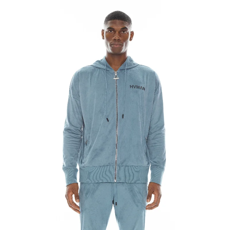 Microfiber Hoodie In Dusk Blue Practical Men's Multi