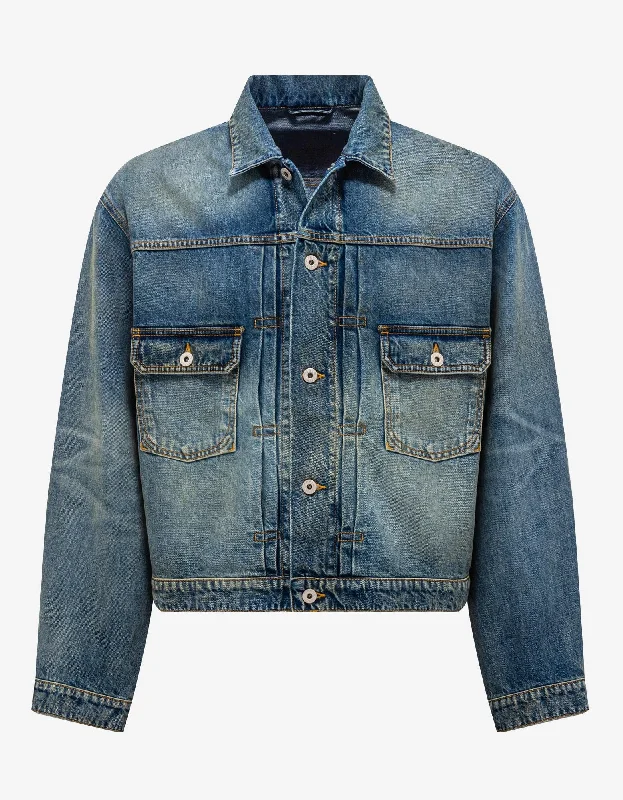 Kenzo Blue Denim Trucker Jacket Laid