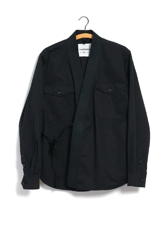 REMY | East & West Shirt Jacket | Black Drill Sleek Men's Metallic