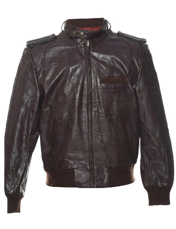 Maroon Leather Jacket - M Casual Men's Japanese 