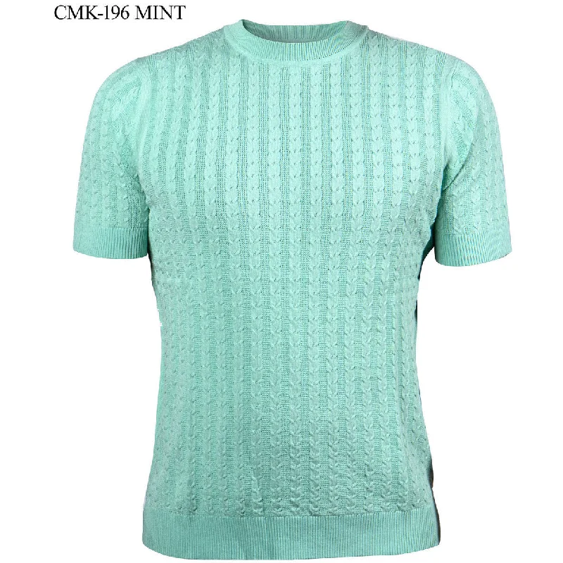 Prestige Mint Luxury Knit Greek Print Shirt CMK-196-MINT Athletic Men's Compression