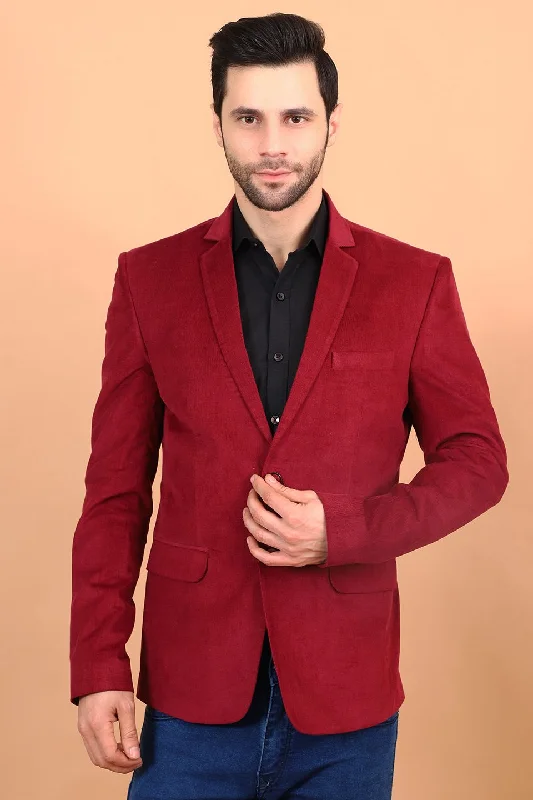 Corduroy Cotton Red Blazer Street