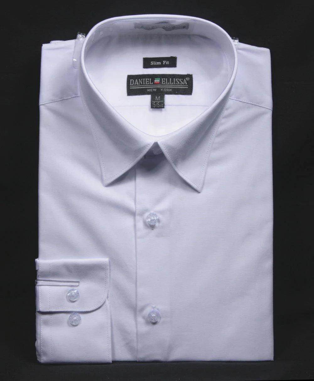 Slim Fit Dress Shirt, White Hip Men's Retro