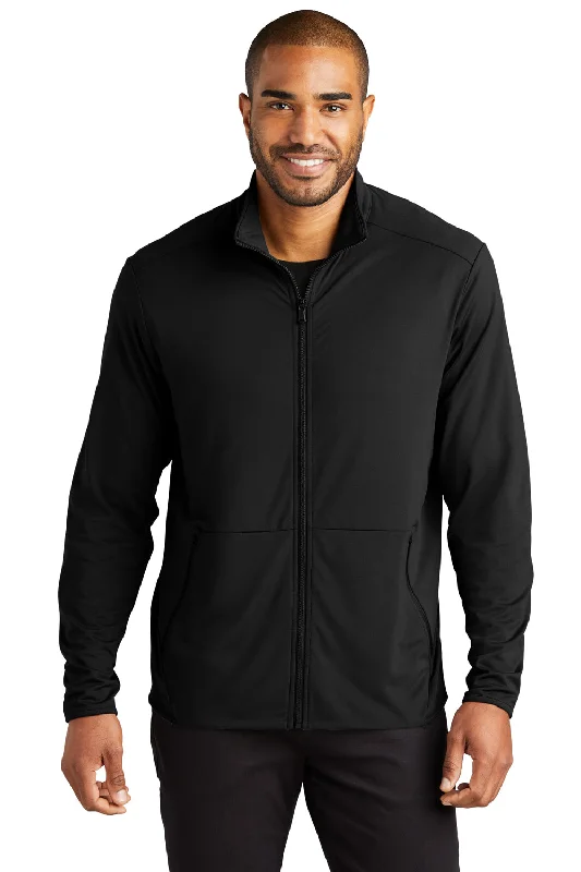 Port Authority Mens Accord Stretch Fleece Moisture Wicking Full Zip Jacket - Black Cclassic Men's Tweed