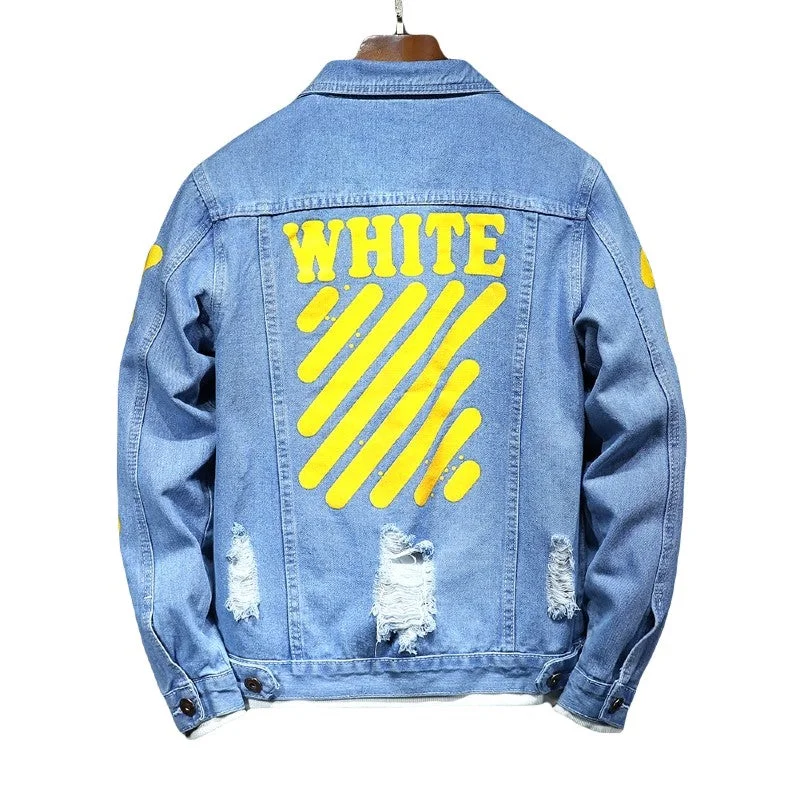 White Hype Denim Jacket Confident Men's Power