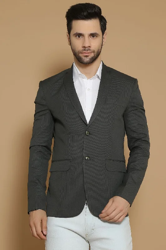 Poly Viscose Green Blazer Sophisticated Men's 