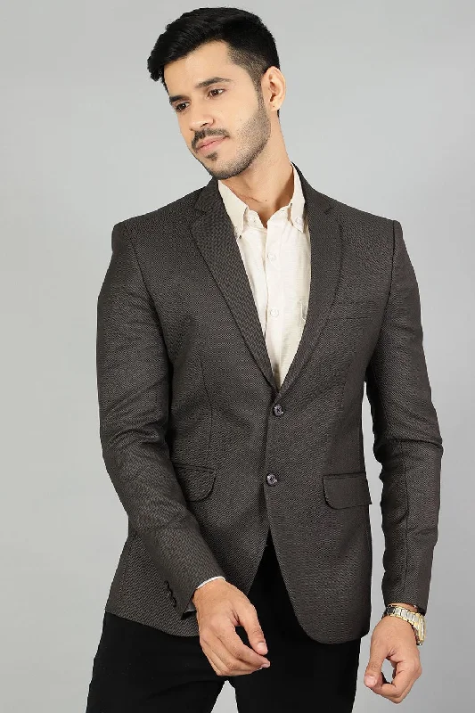 Polyester Cotton Plain Brown Blazer Modern Men's Tech