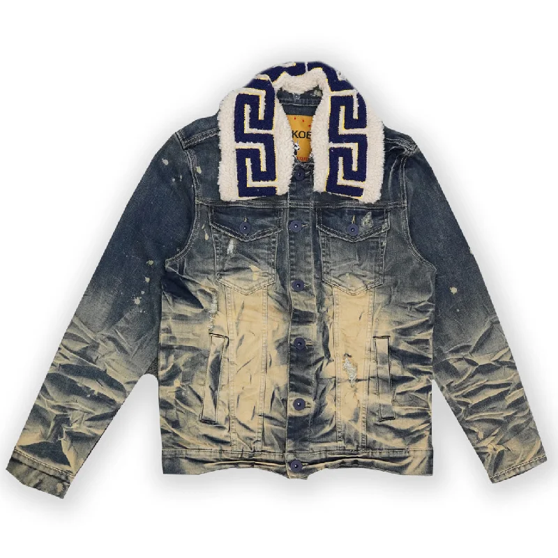 M1062 Denim Jacket W/ Sherpa Collar - Dirt Wash Streetwear Style