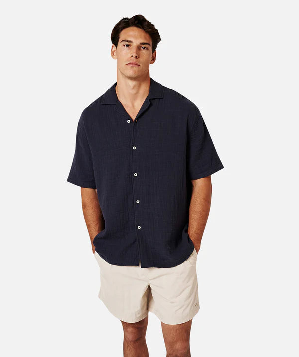 Industrie - The Seguro Shirt - Navy Stylish Men's Tropical 