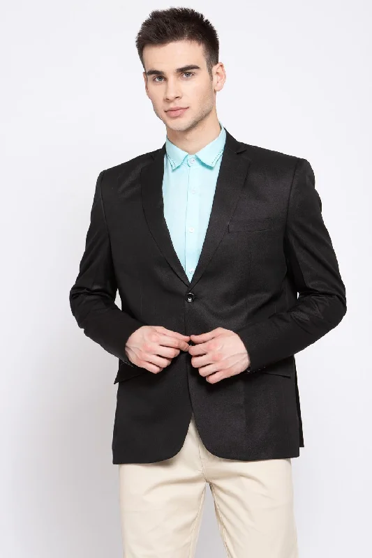 Poly Blend Black Blazer Dynamic Men's High