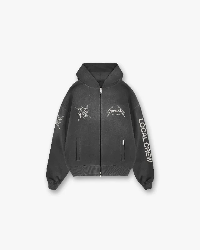 Represent X Metallica‚Ñ¢Ô∏è Local Crew Zip Hoodie - Stained Black Street