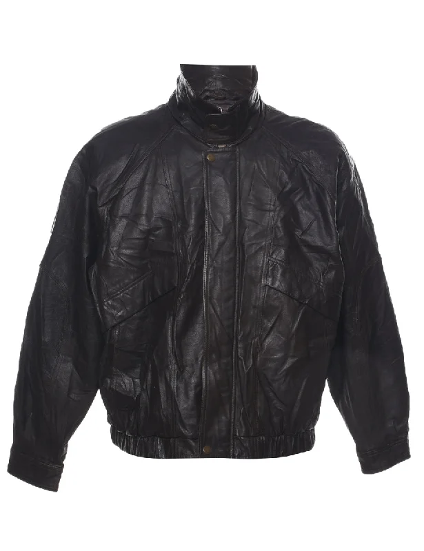 Dark Brown Leather Jacket - L Dynamic Men's Moto