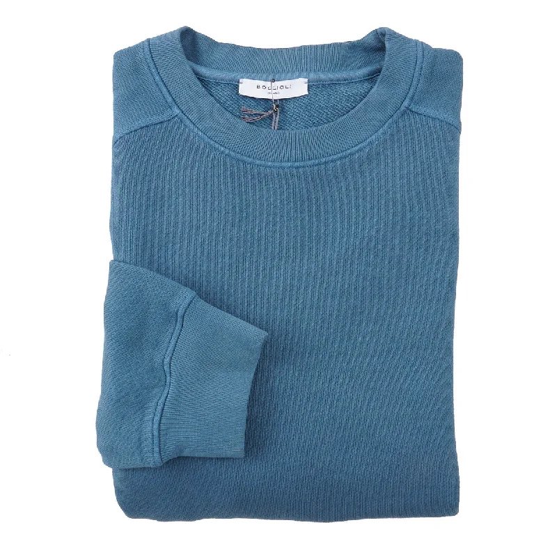 Boglioli Garment-Washed Cotton Sweatshirt Dynamic Men's High