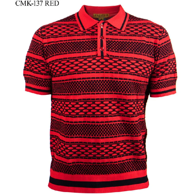 Prestige Red Black Luxury Knit Polo Shirt CMK-137-RED Artistic Men's Avant