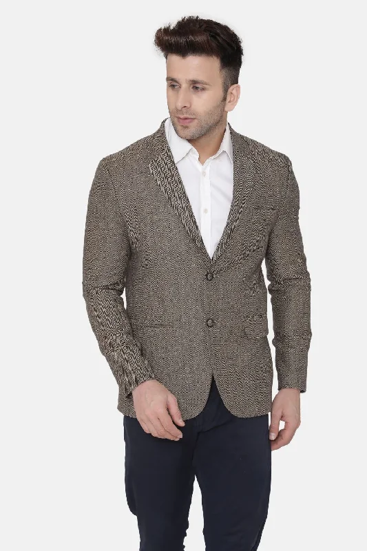 Tweed Brown Blazer Trendy Men's Scandinavian