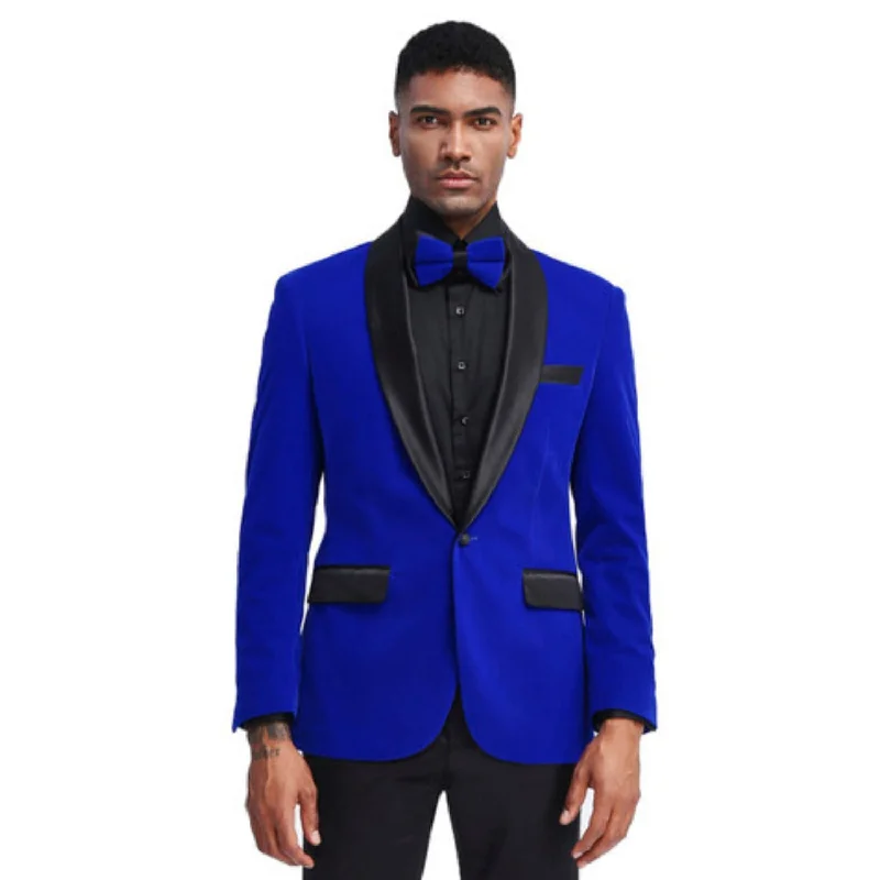 Trendy Tune Collection: Royal Solid Color Single Breasted Slim Fit Blazer Dapper Men's 1920S