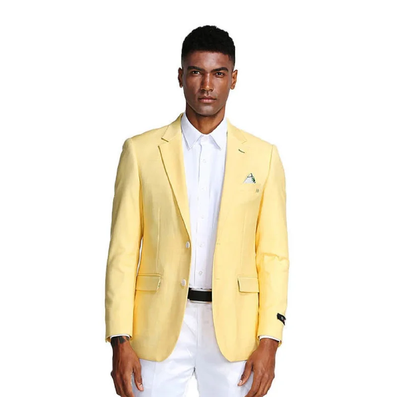 Oceanic Outfits Collection: Lemon Solid Color Slim Fit Blazer Adventure