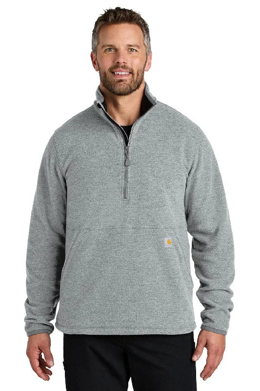 Carhartt Mens Textured Fleece 1/4 Zip Jacket - Heather Grey - New Athletic Men's Compression